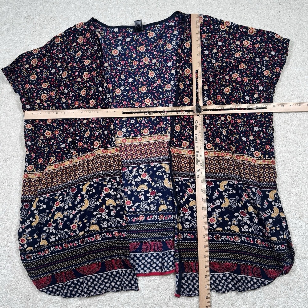 Wet Seal Floral Open Cardigan Kimono Size M/L Multicolor Boho Hippie Festival - Picture 5 of 5